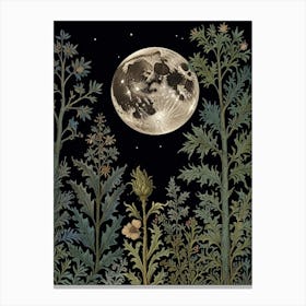 Moonlight In The Woods Style William Morris 1 Art Print 2 Canvas Print