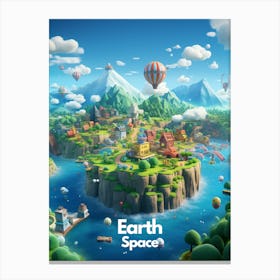 Earth Travel Poster Bubble Planet Canvas Print