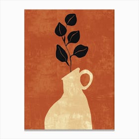 Vase With Leaves 3 Canvas Print