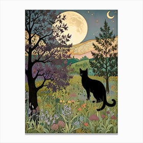 William Morris Cat In The Moonlight 21 Canvas Print