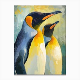 King Penguin Cuverville Island Colour Block Painting 3 Canvas Print