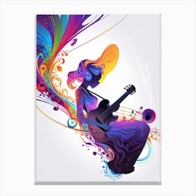 Colorful Woman Playing Guitar Canvas Print