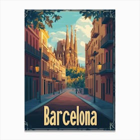 Aihrgdesign A Retro Travel Poster For Barcelona Featuring The F6bca72e D5a7 4720 B276 F77bf763e66b 1 Canvas Print