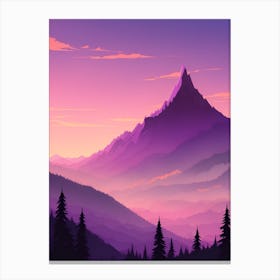 Misty Mountains Vertical Composition In Purple Tone 4 Canvas Print