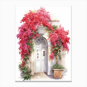 Naples, Italy   Mediterranean Doors Watercolour Painting 3 Canvas Print