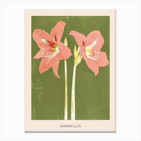 Pink & Green Amaryllis 5 Flower Poster Canvas Print