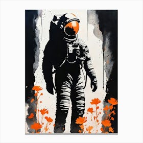 Abstract Astronaut Flowers Painting (23) Canvas Print