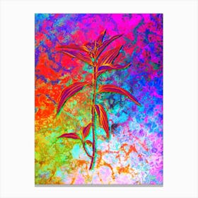 Dayflower Botanical in Acid Neon Pink Green and Blue Canvas Print