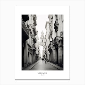 Poster Of Valencia, Spain, Black And White Analogue Photography 2 Canvas Print
