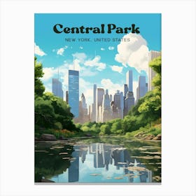 Central Park New York Tranquil Modern Travel Illustration Canvas Print