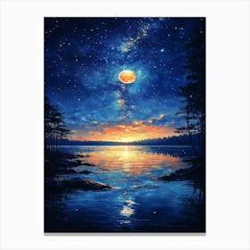 Moon And Stars 14 Canvas Print