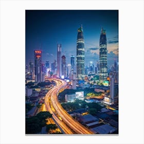 Bangkok Cityscape Of The Future Skyline Punctuated By Towering Skyscrapers Where Technology Gracef 2 1 Canvas Print