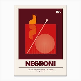 Negroni, Cocktail Print (Burgundy) Canvas Print