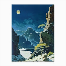 Moonlight In The Mountains Canvas Print