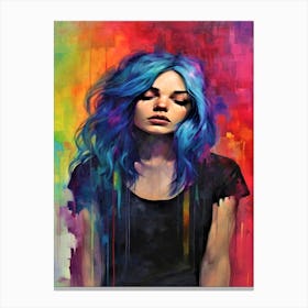 Sombre - Girl In Thought With Blue Hair Canvas Print