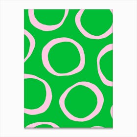 Green And Pink Circles 2 Canvas Print