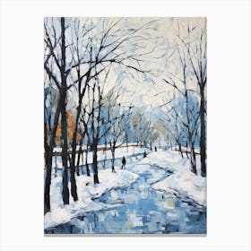 Winter City Park Painting Parc Jean Drapeau Montreal Canada 3 Canvas Print