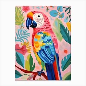Pink Scandi Macaw 3 Canvas Print