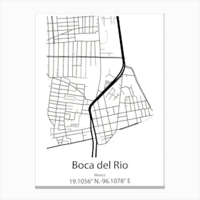 Boca Del Rio,Mexico Minimalist Map Canvas Print