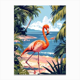 Greater Flamingo Southern Europe Spain Tropical Illustration 5 Canvas Print