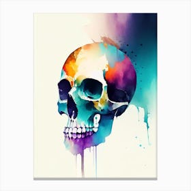 Skull With Watercolor Effects Matisse Style Canvas Print