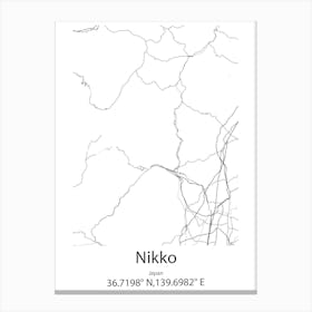 Nikko,Japan Minimalist Map Canvas Print