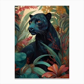 Black Panther In The Jungle Canvas Print