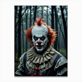 The Midnight Clown: Fear Among Trees Freaky Clown Canvas Print