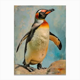 Galapagos Penguin Zavodovski Island Colour Block Painting 3 Canvas Print