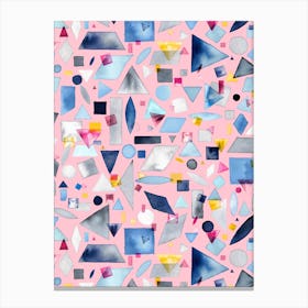 Geometric Pieces Pink Canvas Print