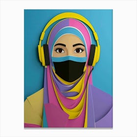 Muslim Woman With Headphones 3 Canvas Print