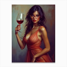 A Game Of Shadows With A Glass Of Red Wine 2 Canvas Print