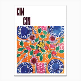 Cin Cin Poster Table With Wine Matisse Style 1 Canvas Print