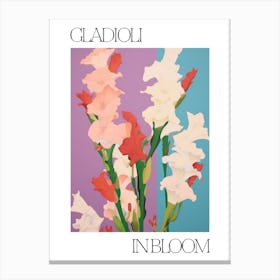 Gladioli In Bloom Flowers Bold Illustration 2 Canvas Print
