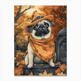 Halloween Pugs Watercolor 5 Canvas Print