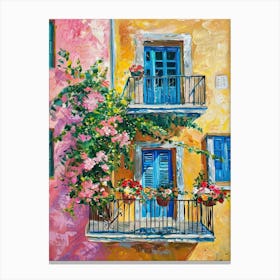 Balcony Painting In Rhodes 2 Canvas Print