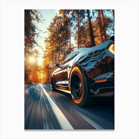 Ford Mustang Driving In The Forest 1 Canvas Print