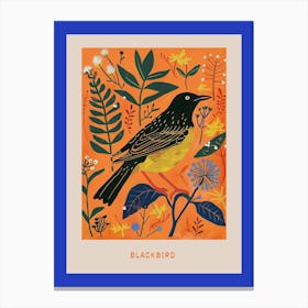Spring Birds Poster Blackbird 2 Canvas Print