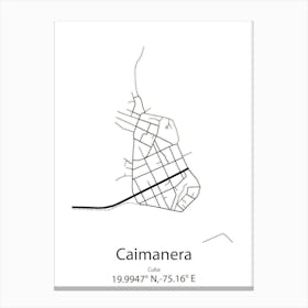 Caimanera,Cuba Minimalist Map Canvas Print