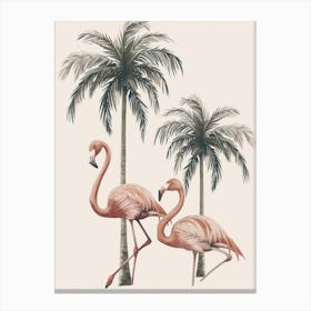 Jamess Flamingo And Palm Trees Minimalist Illustration 4 Canvas Print