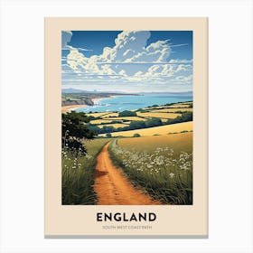 South West Coast Path England 3 Vintage Hiking Travel Poster Canvas Print