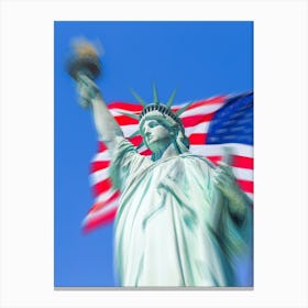 Statue Of Liberty With American Flag 1 Canvas Print