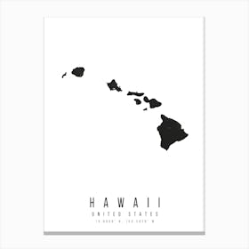 Hawaii Mono Black And White State Canvas Print