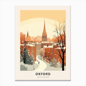 Vintage Winter Travel Poster Oxford United Kingdom 3 Canvas Print