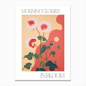 Morning Glories In Bloom Flowers Bold Illustration 3 Canvas Print