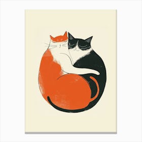 Yin And Yang Cats Cute Illustration for Cat Lovers Canvas Print