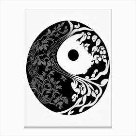 Minimal Yin and Yang 2 Linocut Canvas Print