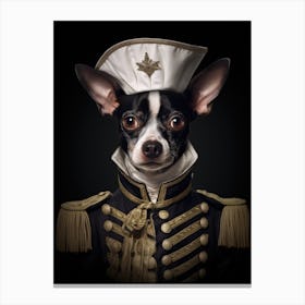 A Black And White Dog In A Striped Uniform Canvas Print