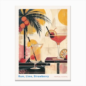 Art Deco Tropical Cocktails Poster Canvas Print