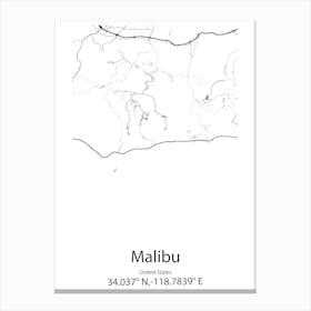 Malibu,United States Minimalist Map Toile